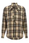 Saint Laurent Tartan Check Long-sleeved Shirt In Neutral