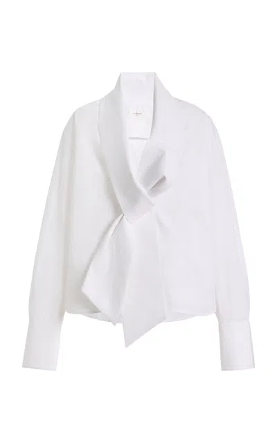 Saint Laurent Lavallière Cotton-poplin Shirt In White