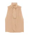 Saint Laurent Lavallière-neck Tunic Shirt In Silk Satin