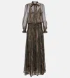 Saint Laurent Long Lavallière Dress In Multicolore Fonce