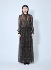 Saint Laurent Long Lavallière Dress In Black