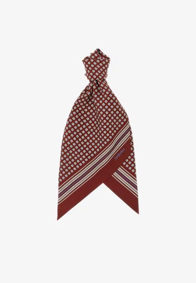 Saint Laurent Lavallière Ribbon In Silk Twill In Burgundy