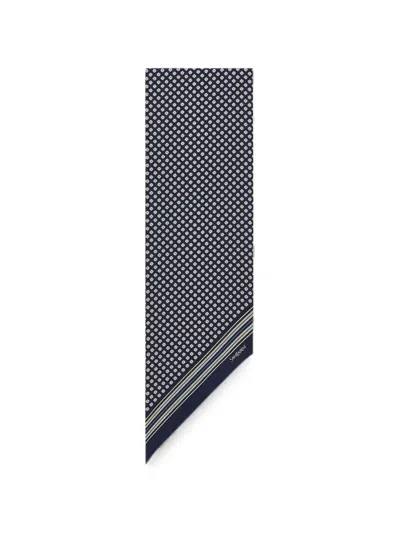 Saint Laurent Lavalliere Scarf In Silk Twill In Blue
