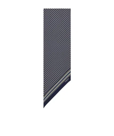 Saint Laurent Lavalliere Scarf In Silk Twill In Blue