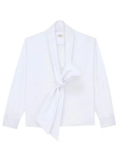 Saint Laurent Lavallière Shirt In Cotton Poplin In White