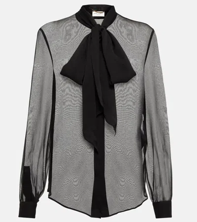 Saint Laurent Silk Shirt In Black
