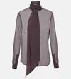 Saint Laurent Lavallière Silk Muslin Crêpe Blouse In Purple