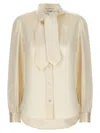 Saint Laurent Lavalliere Silk Shirt In Neutral