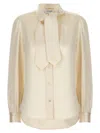 Saint Laurent Lavalliere Silk Shirt In White