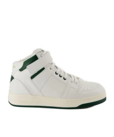 Saint Laurent Lax Round Toe Lace-up Sneakers In White