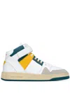 Saint Laurent Lax Colour-block Leather And Suede High-top Sneakers In Weiss