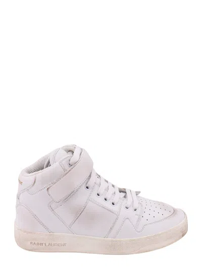Saint Laurent Lax Trainers In Washed-out Effect Leather In White