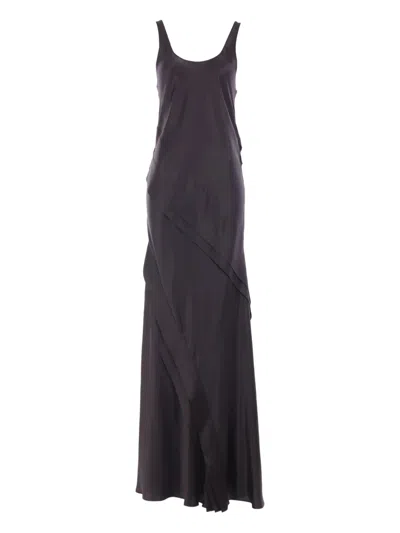 Saint Laurent Layered Satin Dress In Black