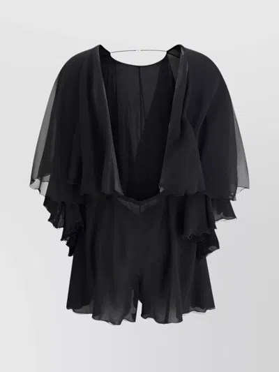 Saint Laurent Layered Silk Crepe Playsuit