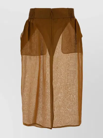 SAINT LAURENT LAYERED SILK SKIRT ELASTIC WAISTBAND