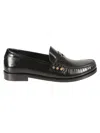 Saint Laurent Leather Fringed Loafers With Metal Studs In Black