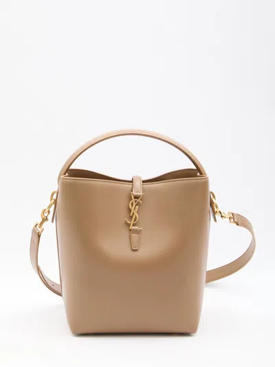 Saint Laurent Le 37 Ysl Bucket Bag In Smooth Leather In Brown