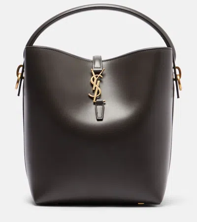 Saint Laurent Le 37 Cassandre Leather Bucket Bag In Brown