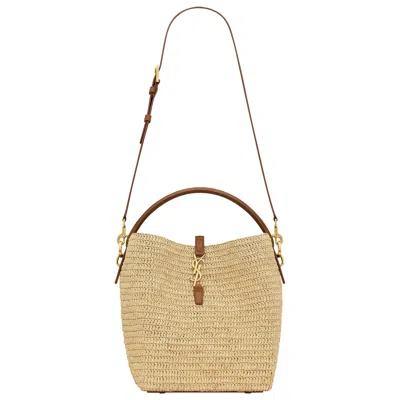 Pre-owned Saint Laurent Le 37 In Woven Raffia 'naturel/brick' | Tan | Women's Size Onesize In Brown