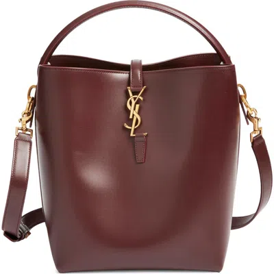 Saint Laurent Le 37 Ysl Bucket Bag In Smooth Leather In Dark Sweet Choco
