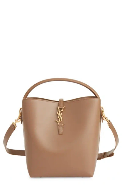 Saint Laurent Le 37 Ysl Bucket Bag In Smooth Leather In Brown