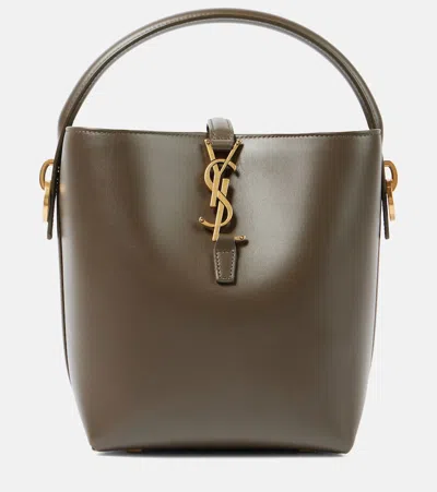 Saint Laurent Le 37 Leather Bucket Bag In Deep Musk
