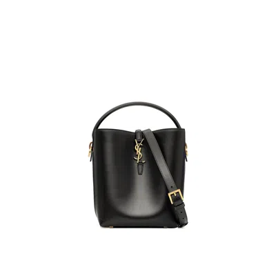 Saint Laurent Le 37 Leather Medium Bucket Bag In Black