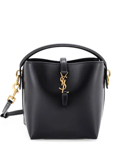 Pre-owned Saint Laurent Le 37 Leather Mini Bucket Bag In Black