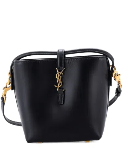 Pre-owned Saint Laurent Le 37 Leather Mini Bucket Bag In Black