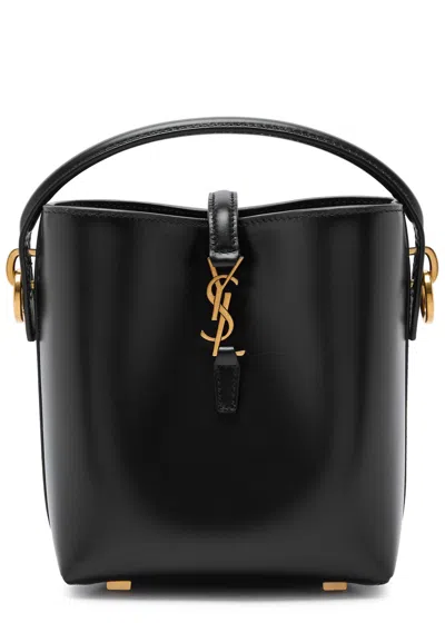 Saint Laurent Le 37 Mini Leather Bucket Bag In Black