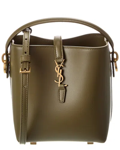 Saint Laurent Le 37 Mini Leather Bucket Bag In Green