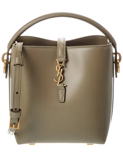 Saint Laurent Le 37 Mini Leather Bucket Bag In Green