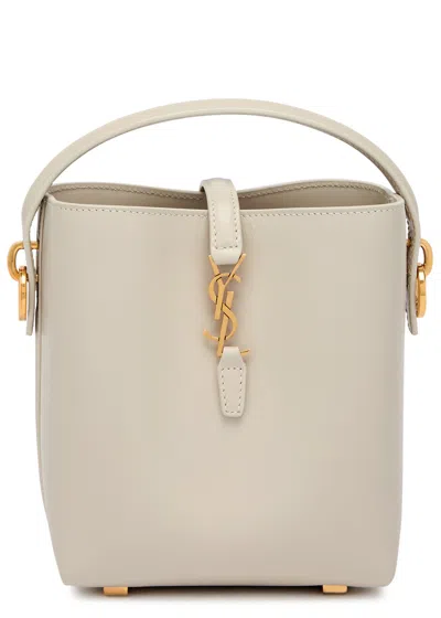 Saint Laurent Le 37 Mini Leather Bucket Bag In White
