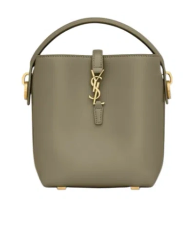 Saint Laurent Le 37 Mini In Shiny Leather In Strong Moss