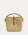 Saint Laurent Le 37 Mini Ysl Bucket Bag In Raffia And Leather