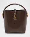 Saint Laurent Le 37 Mini Ysl Bucket Bag In Smooth Leather In Arabica
