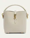 Saint Laurent Le 37 Mini Ysl Bucket Bag In Smooth Leather In Blanc Vintage