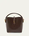 Saint Laurent Le 37 Mini Ysl Bucket Bag In Smooth Leather In Brown