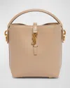 Saint Laurent Le 37 Mini Ysl Bucket Bag In Smooth Leather In Dark Beige