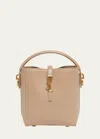 Saint Laurent Le 37 Mini Ysl Bucket Bag In Smooth Leather In Dark Beige