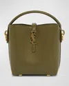Saint Laurent Le 37 Mini Ysl Bucket Bag In Smooth Leather In Elmwood