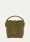 Saint Laurent Le 37 Mini Ysl Bucket Bag In Smooth Leather In Elmwood