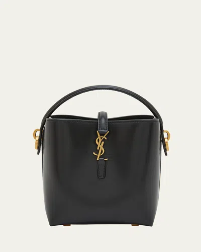 Saint Laurent Le 37 Mini Ysl Bucket Bag In Smooth Leather In Noir
