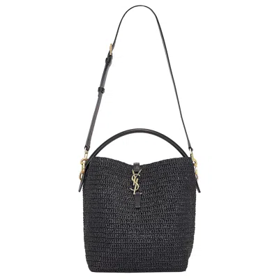 Pre-owned Saint Laurent Le 37 Raffia Bucket Bag 'black' | Women's Size Onesize
