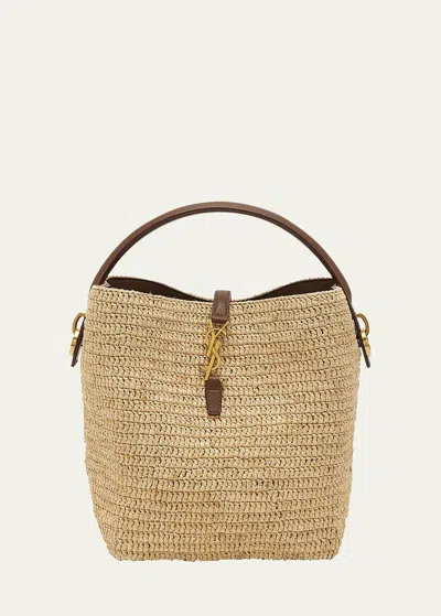 Saint Laurent Le 37 Raffia Bucket Bag In Naturale Brick