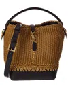 Saint Laurent Raffia And Leather Shoulder Bag With Detachable Strap In Brown