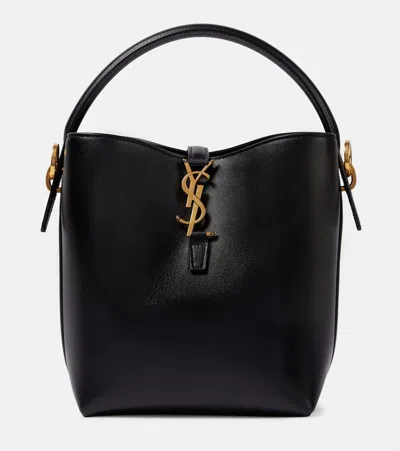 Saint Laurent Le 37 Small Leather Bucket Bag In Black