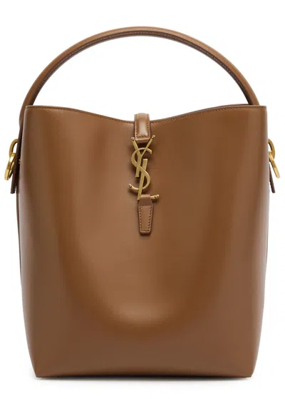 Saint Laurent Le 37 Small Leather Bucket Bag In Brown