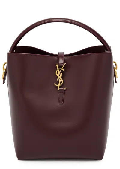 Saint Laurent Le 37 Small Leather Bucket Bag In Burgundy