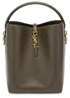 Saint Laurent Le 37 Small Leather Bucket Bag In Khaki